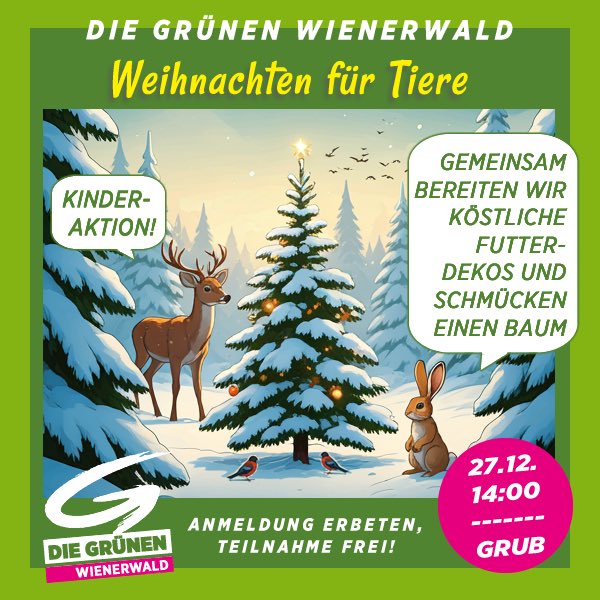 #WeihnachtenFürTiere 
- Eine Aktion der Grünen Wienerwald 
👇
instagram.com/p/DDQLXLts5us/…