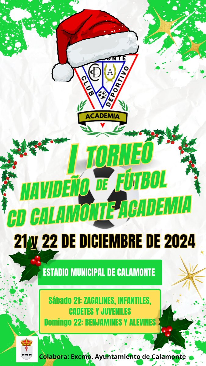 El 21 y 22 de diciembre organizaremos nuestro I TORNEO DE NAVIDAD, donde disfrutaremos de todos los equipos de nuestro Club. ⚽⚽⚽⚽⚽⚽⚽⚽⚽⚽⚽⚽