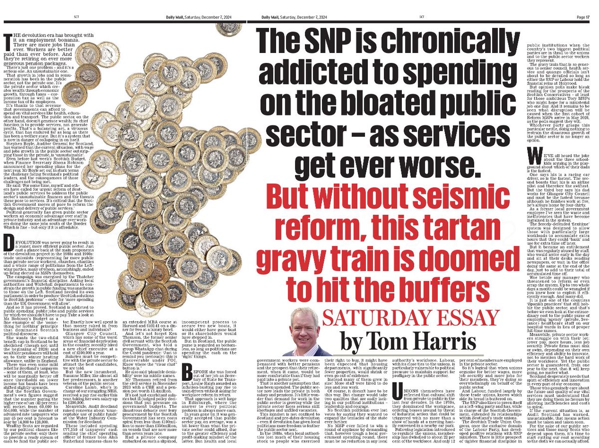 AgentP22's tweet image. Tom Harris with a few home truths about the SNP's obsession with tax and spend.

The private sector creates the wealth to remunerate the public sector. 

Something the SNP fails to understand.

dailymail.co.uk/news/article-1…