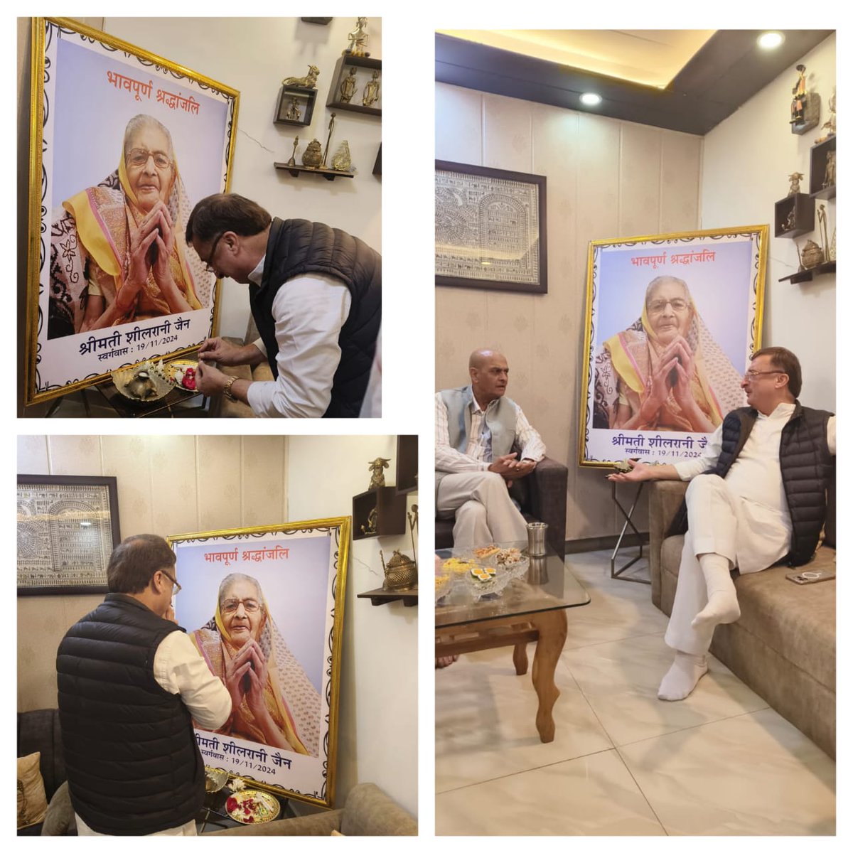 VTankha's tweet photo. जबलपुर एक्सप्रेस ग्रुप के संस्थापक वरिष्ठ पत्रकार श्री सनत जैन जी की माता जी को श्रद्धांजलि हेतु उनके भोपाल निवास पर गया। श्रीमती शीलरानी जैन जी को सादर नमन 🙏🙏🙏 https://t.co/7xB8dnvfvu