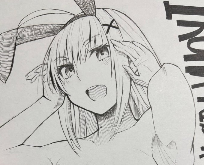 コミケ105に持参するバニーな色紙描いてます🐰 