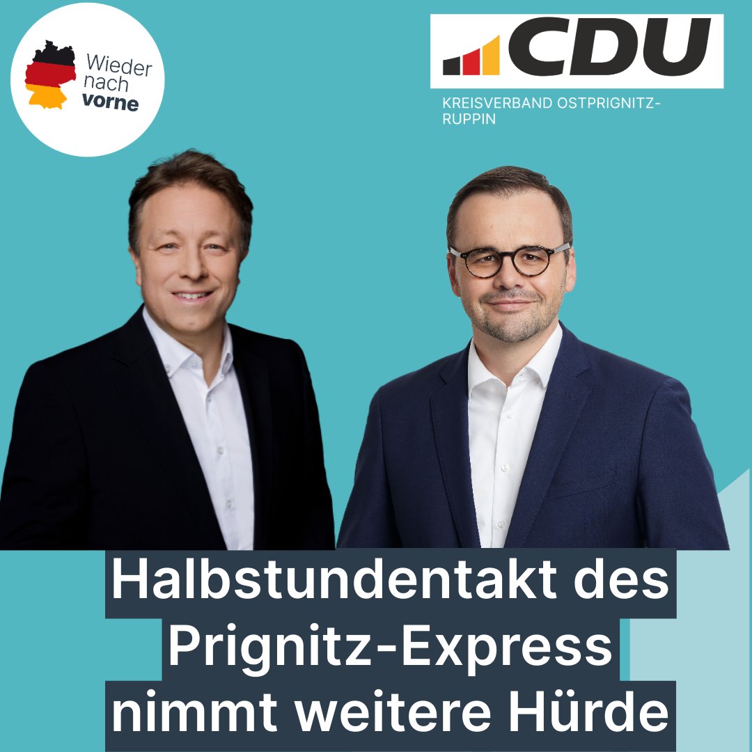 SteinekeCDU's tweet photo. Der Halbstundenakt des #PrignitzExpress kann kommen. Unser Minister @RainerGenilke hat auch gegen Widerstände die Mittel freigegeben 👇
https://t.co/YEGDV5Nh6x https://t.co/LIYnrAl1Dy