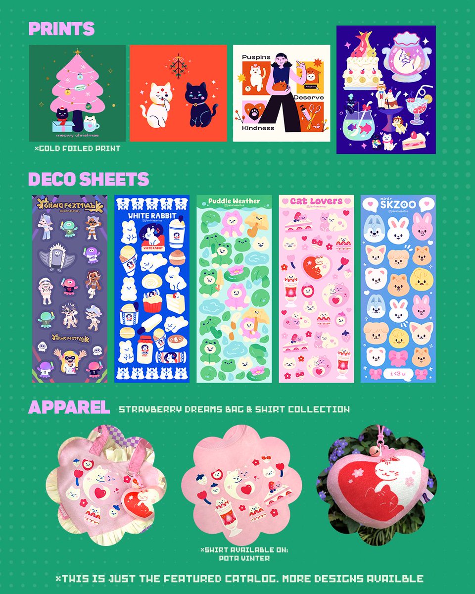 jianinasantos's tweet image. paskomiket &amp;amp; pota winter catalog 🎄✨

rts appreciated! seeya tmrw at paskomiket table D35 &amp;amp; pota winter dec 14-15 table F3-F4! #catmerch #strawberrydreams #skzoo #skz #splatoon @KomiketPH @PatronsOTArts