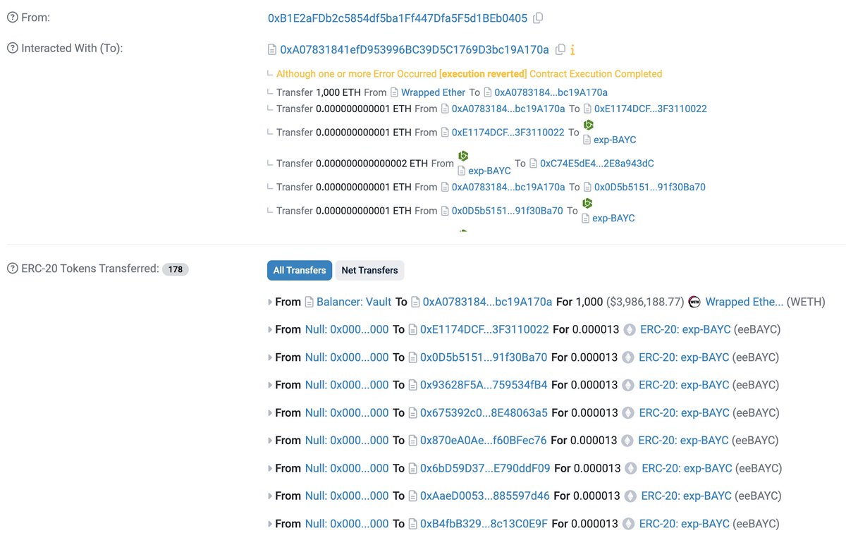 TenArmorAlert's tweet image. 🚨TenArmor Security Alert🚨

Another hack of Mintable's @mintable_app contract!

Our system has detected a suspicious attack involving #Mintable #eeBAYC @mintable_app on #ETH, resulting in an approximately loss of $19.4K.

Attack transaction: etherscan.io/tx/0x398275fab…

With