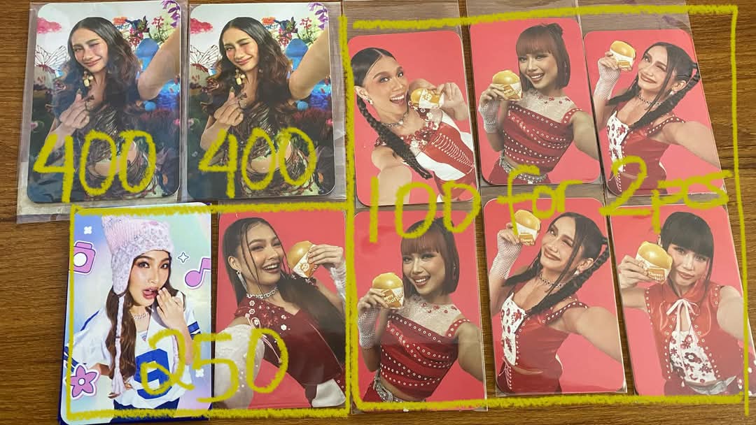 [WTS / LFB]

Jollibini photocards, globe pc, and gbv vip perks pc

Sheena GBV VIP PC - 400 each
Colet globe and jollibini PC - 250 set
Jollibini burger PC - 100 for 2 pcs.
  Stacey
  2 Gwen
  2 Sheena
  Maloi

Loc: Butuan
SF is less than 94php depende sa loc via JnT. 79 sa manila
