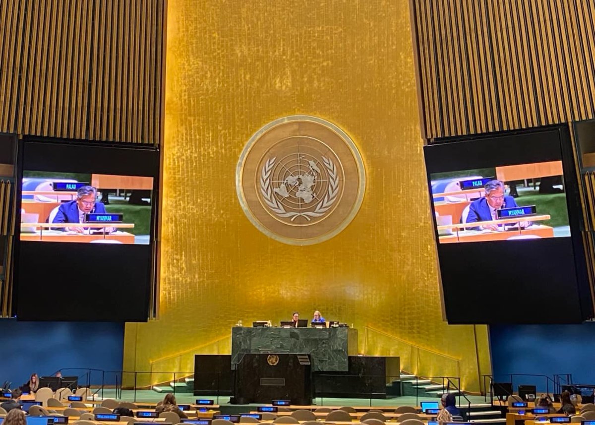 IrrawaddyNews's tweet photo. The UN Credentials Committee reaffirmed the civilian representative, U  Kyaw Moe Tun, as Myanmar’s ambassador on Friday. (Photo: Myanmar’s UN  mission)

#whatshappeninginmyanmar https://t.co/9gOcJx6A7u