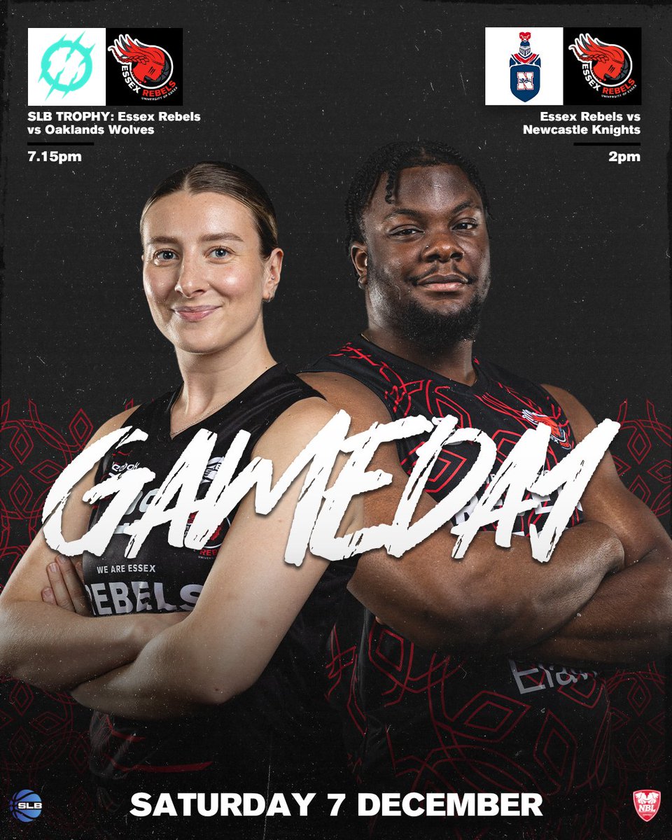 Essex Rebels Basketball (@essexrebels) on Twitter photo REBELS ON THE ROAD 🚌
The Essex Rebels Women take on the Oaklands Wolves in the <a href="/SprLeagueBballW/">Super League Basketball</a> Trophy Semifinal tonight at 7.15 PM at Oaklands College Sport Zone.
The D1 Essex Rebels Men face off against the Newcastle Knights at 2pm at the Newcastle University.
#UpTheRebs REBELS ON THE ROAD 🚌
The Essex Rebels Women take on the Oaklands Wolves in the <a href="/SprLeagueBballW/">Super League Basketball</a> Trophy Semifinal tonight at 7.15 PM at Oaklands College Sport Zone.
The D1 Essex Rebels Men face off against the Newcastle Knights at 2pm at the Newcastle University.
#UpTheRebs