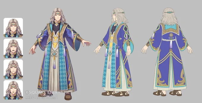 『ロマサガ2リメイク』宮廷魔術士男(アリエス他)知的で落ち着いた男性のイメージで制作しました。ゲーム内ではボイス演出で割と愛嬌のあるお兄さんになっていました。「さん、ハイ!」#ロマサガ2R #リベンジオブザセブン 