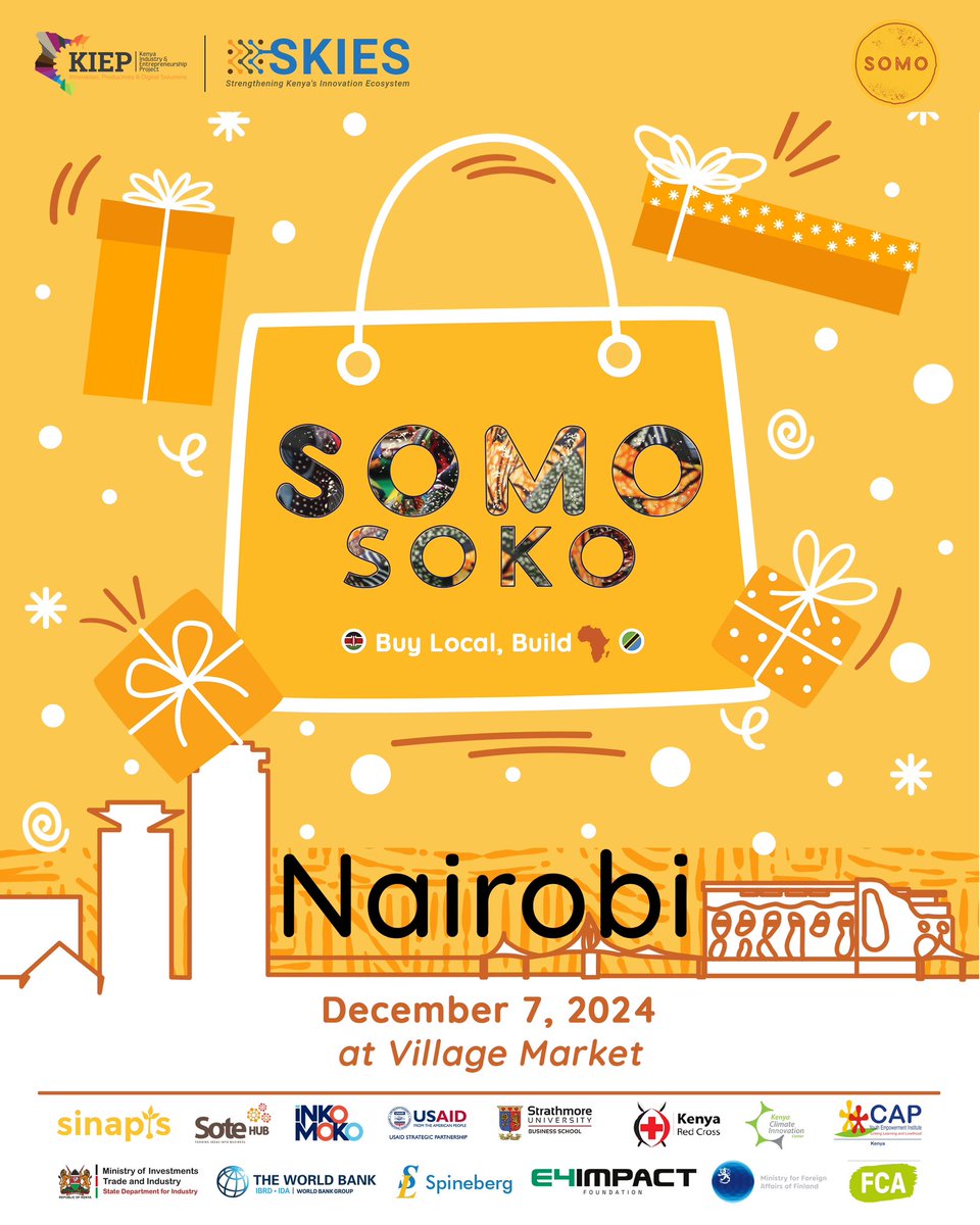 Kinya Nina (@kinyangitonga) on Twitter photo Veeery present <a href="/VillageMarket/">VILLAGE MARKET</a>
For this year's <a href="/somo_org/">Somo Africa</a>
Somo Soko is a vibrant annual market event celebrating the creativity and resilience of local entrepreneurs by showcasing their products and innovations. This exciting platform allows them to sell, connect, learn, and Veeery present <a href="/VillageMarket/">VILLAGE MARKET</a>
For this year's <a href="/somo_org/">Somo Africa</a>
Somo Soko is a vibrant annual market event celebrating the creativity and resilience of local entrepreneurs by showcasing their products and innovations. This exciting platform allows them to sell, connect, learn, and
