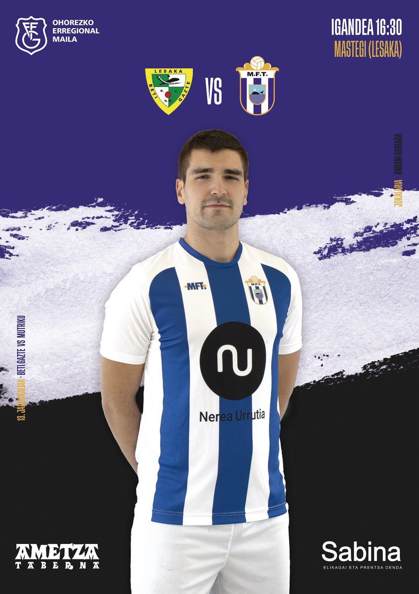 ✨ Asteburuko Partidu Nagusia✨ 

🆚 Beti Gazte
📅 Abenduak 8, igandea
🏟 Mastegi (Lesaka)
⏱ 16:30