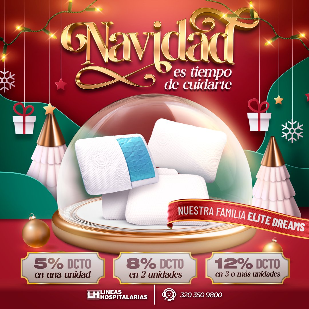 LHospitalarias's tweet photo. ¡Esta Navidad, regala descanso y
bienestar! 🎄🎁

Nuestra línea de almohadas Elite Dreams está
diseñada para ofrecerte el confort que mereces.
🌙✨

#descuentosespeciales #productosyservicios
#OfertasEspeciales #bienestar
#PromocionesExclusivas https://t.co/cabgk8EcLh