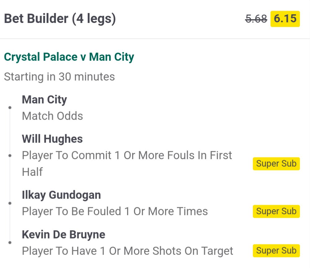 OddsOracleBets's tweet image. Bet Builders  

⏳KO: 15:00 BST

1u stake 
👉 Brentford v Newcastle @ 3.99
👉 Crystal Palace v Man City @ 6.15 (@paddypower boost)

0.5u stake
🔥 Combined @ 22.66