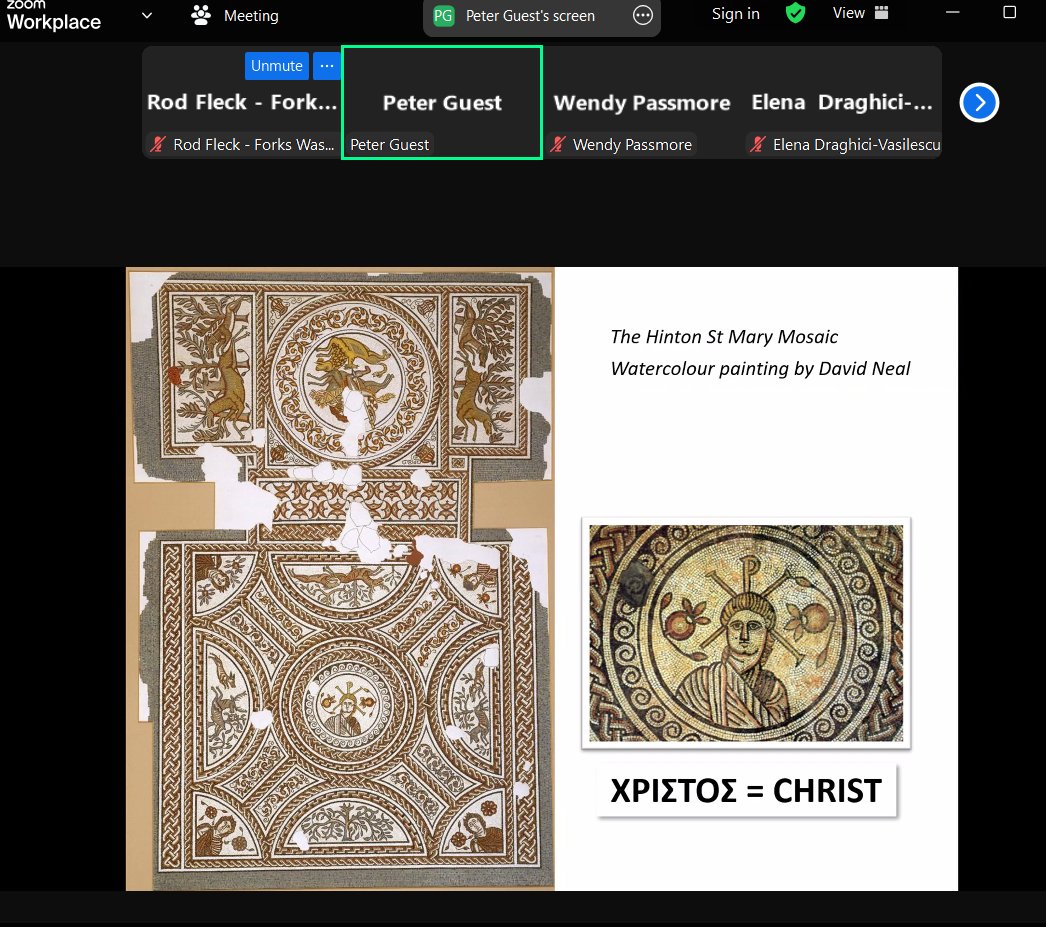 Ritterton's tweet photo. I am sitting some 4500 miles away from the host agency for today's #ASPROM Winter Conference - hours of time difference, but able to listen to this incredible lecture on #HintonStMary.
We may bemoan tech and with just cause, but doing something like this is still remarkable. https://t.co/Ip8bjG9o4b