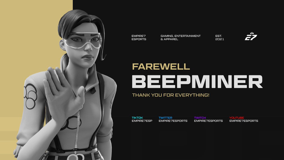Today, our longest-serving member &amp; our Chief Administrative Officer <a href="/Beepminer_/">Beepminer</a> has parted ways with Empire 7

We cannot thank her enough for her time, effort &amp; dedication she has put into the team and we wish her nothing but the best with her future endeavours 🫡

#Empire7RC