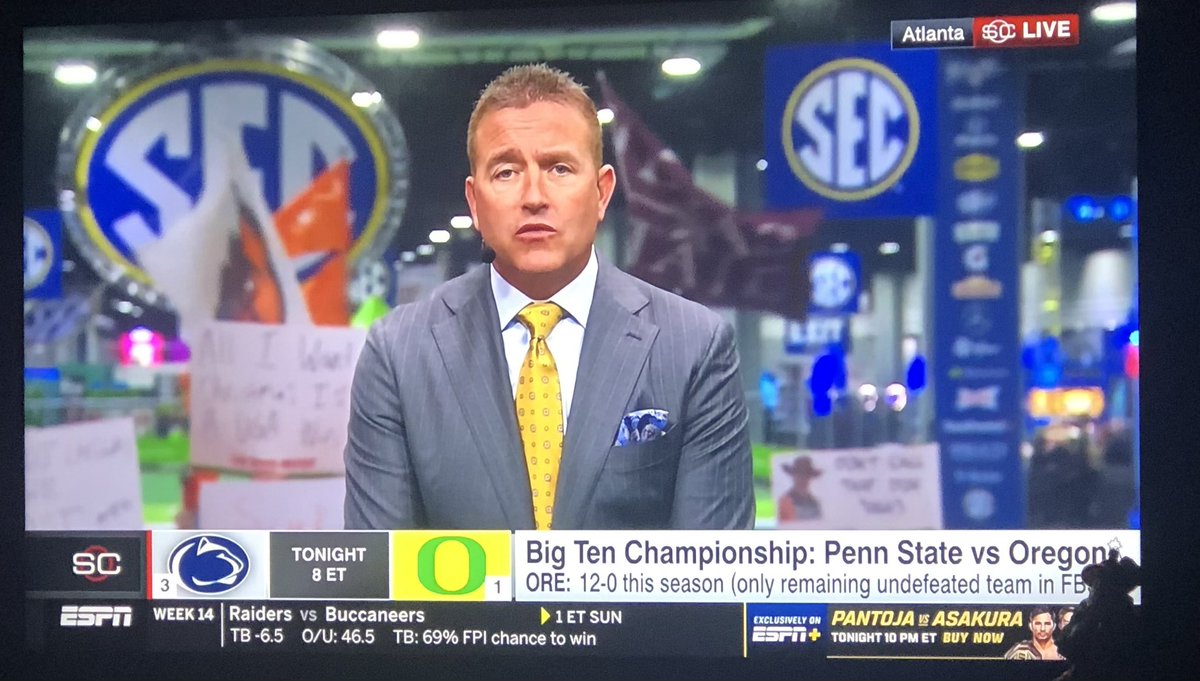 only1tommadden's tweet photo. UNTIL THE WHOLE WORLD KNOWS OUR NAME! @OMGFlag front and center @CollegeGameDay once again! No game for @TXSTATEFOOTBALL but @kdamp makes it happen! https://t.co/opYvlTv5qF
