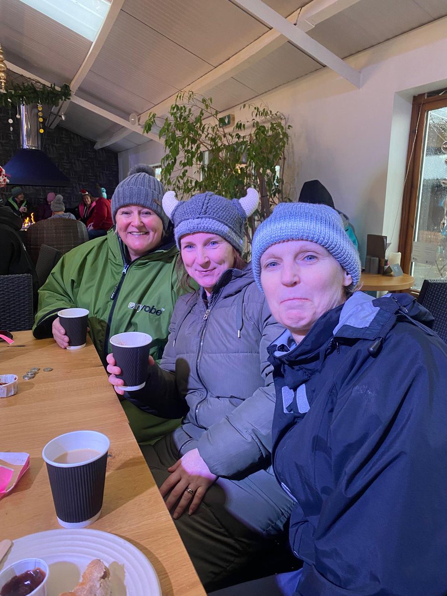 Charity swim completed today in Storm Darragh. Thank you everyone for donating to Macmillian in memory of Pauline.