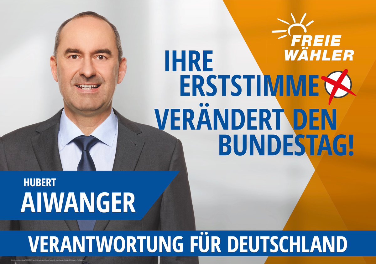 HubertAiwanger's tweet photo. Weil gerade > Wahlplakate von Bündnis 90 < trendet: Hier sind Wahlplakate der FREIEN WÄHLER. VERANTWORTUNG FÜR DEUTSCHLAND statt Habecks  „ich konnte mit Deutschland noch nie etwas anfangen und kann es bis heute nicht“…will aber Kanzler werden von einem Land, mit dem er nichts anfangen kann. #Wirtschaftsminister