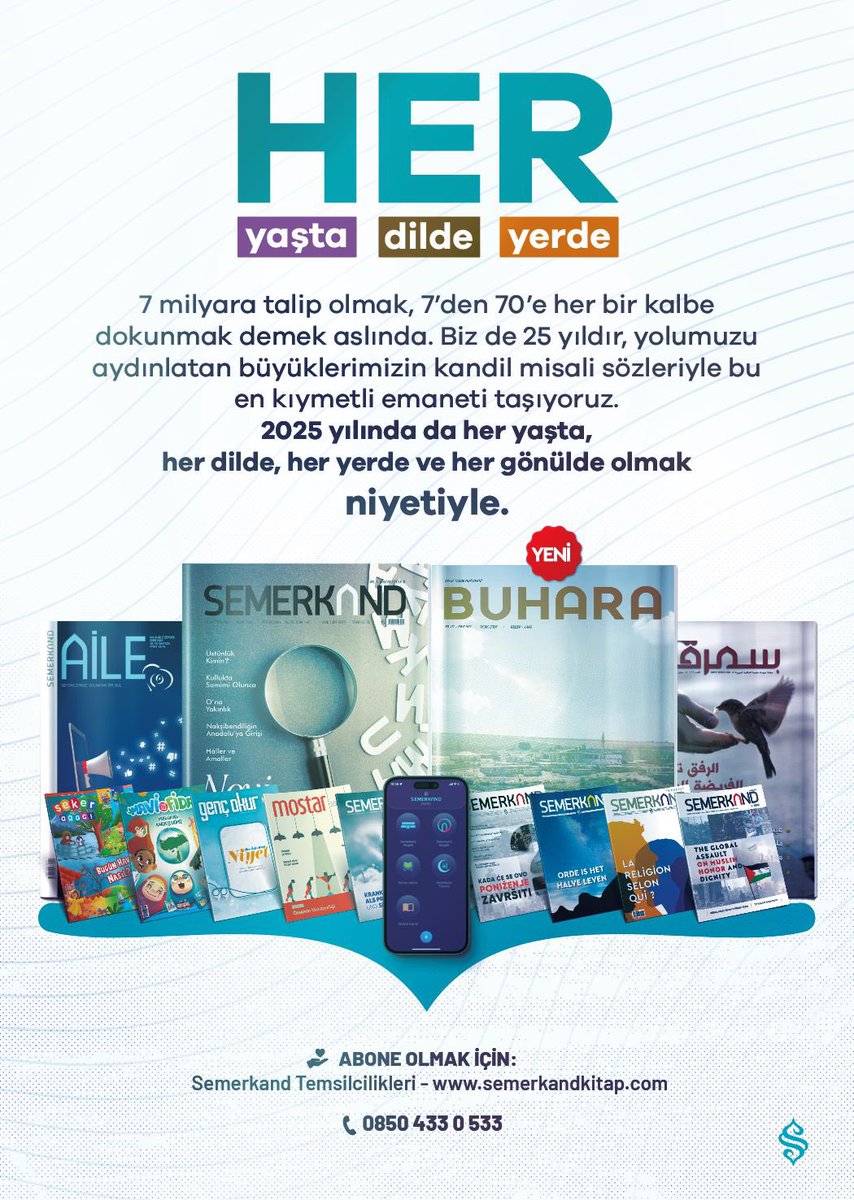 Her yaşta, Her Dilde, Her yerde!

7 milyara talip olmak, 7’den 70’e her kalbe dokunmak demek aslında.
Biz de 25 yıldır, yolumuzu aydınlatan büyüklerimizin kandil misali sözleriyle bu en kıymetli emaneti taşıyoruz.

2025 yılında da her yaşta, her dilde, her yerde ve her gönülde