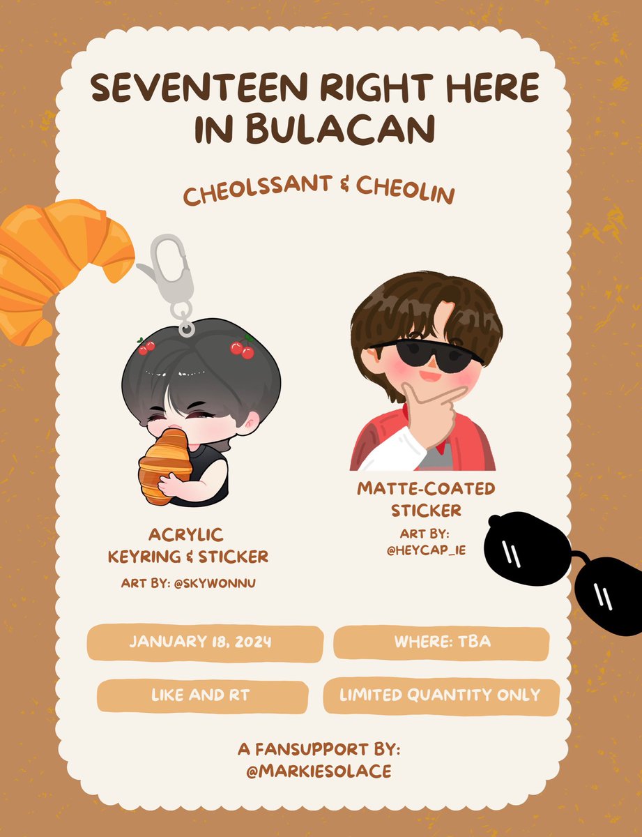 markiesolace's tweet photo. ⋆｡°✩ Seventeen Right Here in Bulacan fan support by markiesolace 

✩ cheol and chan fan support
✩ rt &amp; like
✩ 1:1 
✩ day 1 only ! will announce location through this thread 
✩ limited quantity only 

#SEVENTEEN_RIGHT_HERE_BULACAN https://t.co/jXv8jgM3jQ