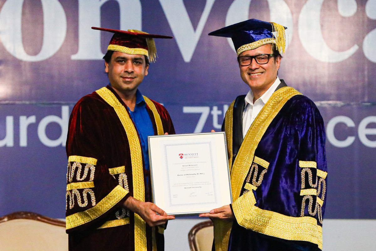 bennettuniv's tweet photo. Mr. Puneet Chandok, President, Microsoft India & Asia, and Mr. Nitish Mittersain, CEO & Joint MD, Nazara Technologies, were awarded the prestigious Honoris Causa Degree by our Chancellor, Mr. Vineet Jain.
#BennettUniversity #6thConvocation #HonorisCausa #PuneetChandok https://t.co/zPEyGswb8F