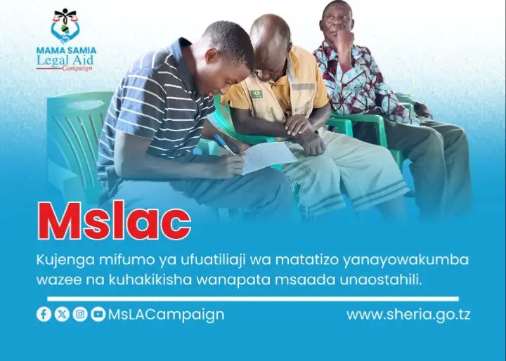 issatimbe2's tweet photo. @mangekimambi MSLAC ni taasisi ya mama Samia inayojikita kutoa msaada wa kisheria kwa wananchi wenye changamoto na uhitaji. #sisinitanzania #matoke #MSLAC @issatimbe2 @matokeochanya @MsLACampaign @sisiniTanzania https://t.co/yWosN8xvGv
