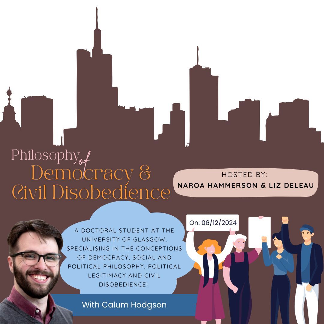 ThoughtsUofg's tweet photo. Our guest this week is Calum Hodgson. He specialises in the conceptions of democracy, social and political philosophy, and civil disobedience. Make sure to tune in to this week’s episode to hear more of his discussions on the philosophy of democracy and civil disobedience! https://t.co/F4nZYaNUoa