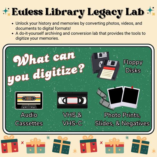 HEBChamber's tweet image. 🎁✨ Give Memories this Holiday! ✨🎁 Legacy Lab digitizes photos &amp;amp; videos. Book now! #HolidayGifts #LegacyLab