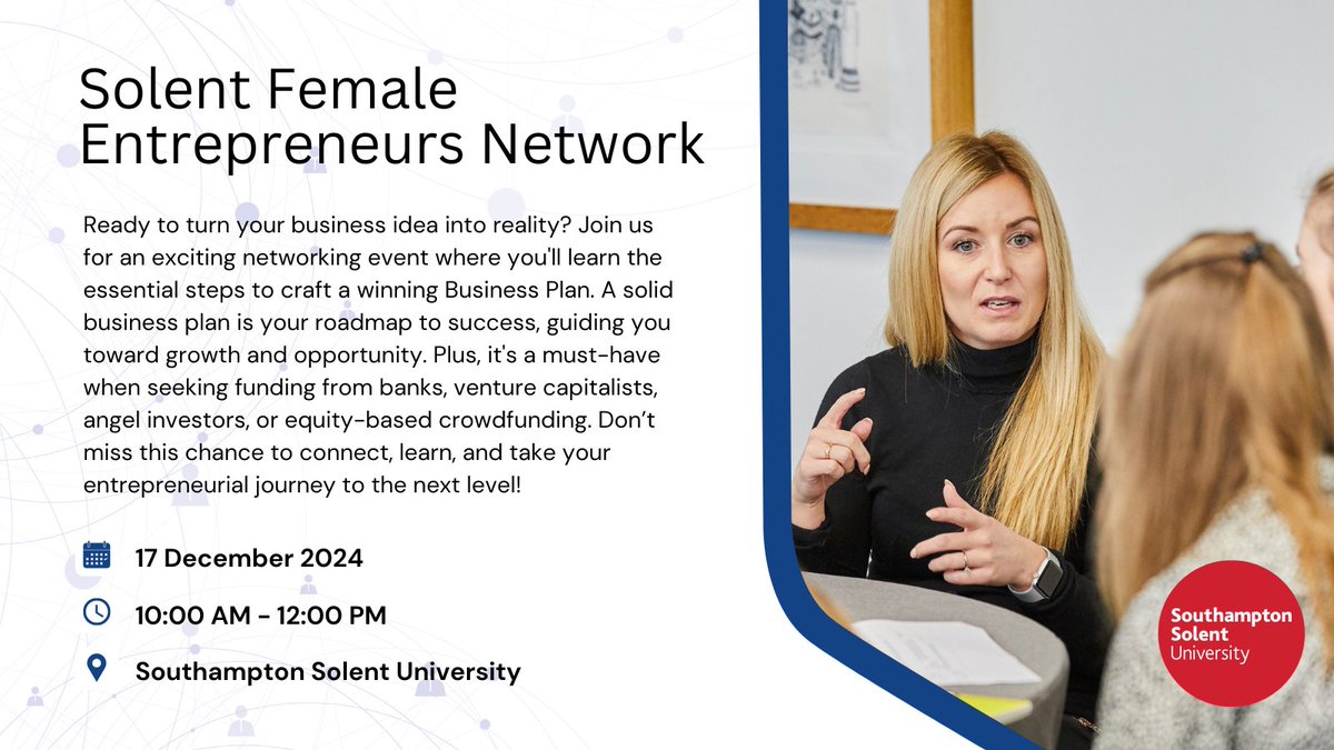 Calling all #FemaleEntrepreneurs! 📣

Ready to turn your business plan into reality? Join us on 17 December to gain valuable insights, connect with like-minded women, and take your business to the next level - ow.ly/HMYt50U76e9 #WomenInBusiness