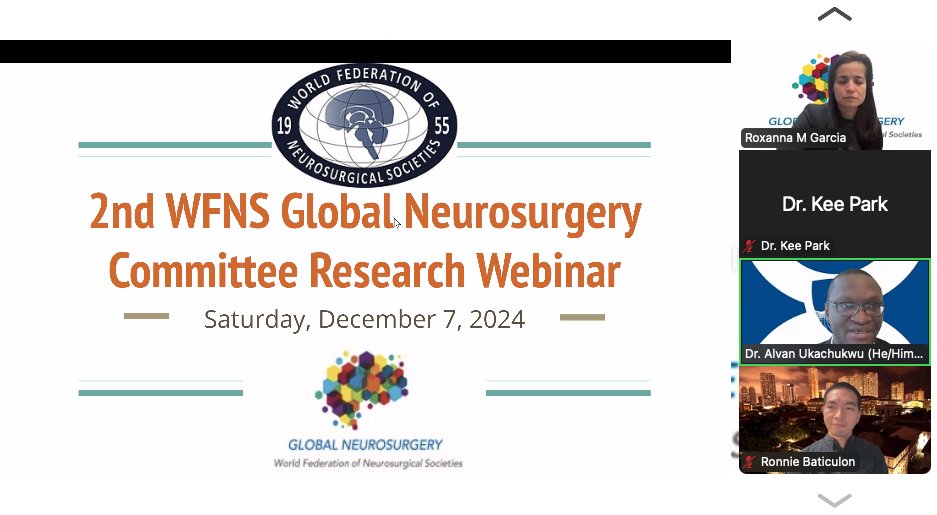 Kee Park (@keepark) on Twitter photo Starting now! #GlobalNeurosurgery #research webinar with <a href="/RoxannaMGarcia/">Roxanna Garcia MD MS MPH</a> and <a href="/ronibats/">Ronnie E. Baticulon</a>
<a href="/dr_alvan/">Alvan Ukachukwu</a> <a href="/NeuroChirGlobal/">Ernest J. Barthélemy, MD, MPH MA 🇭🇹🇺🇸</a>
zoom.us/w/94976155848?… Starting now! #GlobalNeurosurgery #research webinar with <a href="/RoxannaMGarcia/">Roxanna Garcia MD MS MPH</a> and <a href="/ronibats/">Ronnie E. Baticulon</a>
<a href="/dr_alvan/">Alvan Ukachukwu</a> <a href="/NeuroChirGlobal/">Ernest J. Barthélemy, MD, MPH MA 🇭🇹🇺🇸</a>
zoom.us/w/94976155848?…