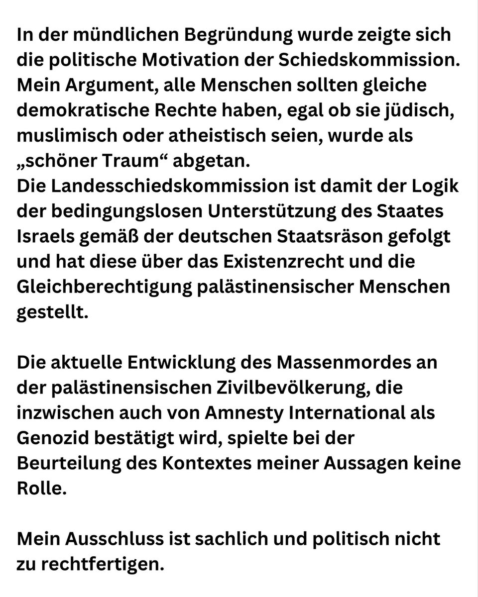 RamsyKilani's tweet photo. Heute hat mich die Schiedskommission der Linken Berlin auf Antrag von Katina Schubert &amp; Martin Schirdewan aus der Partei ausgeschlossen. Der Ausschluss ist politisch nicht zu rechtfertigen. Ich bleibe in solidarischer Verbindung mit allen für unteilbare Menschenrechte!✊🏽 https://t.co/jXk9hNJP9C