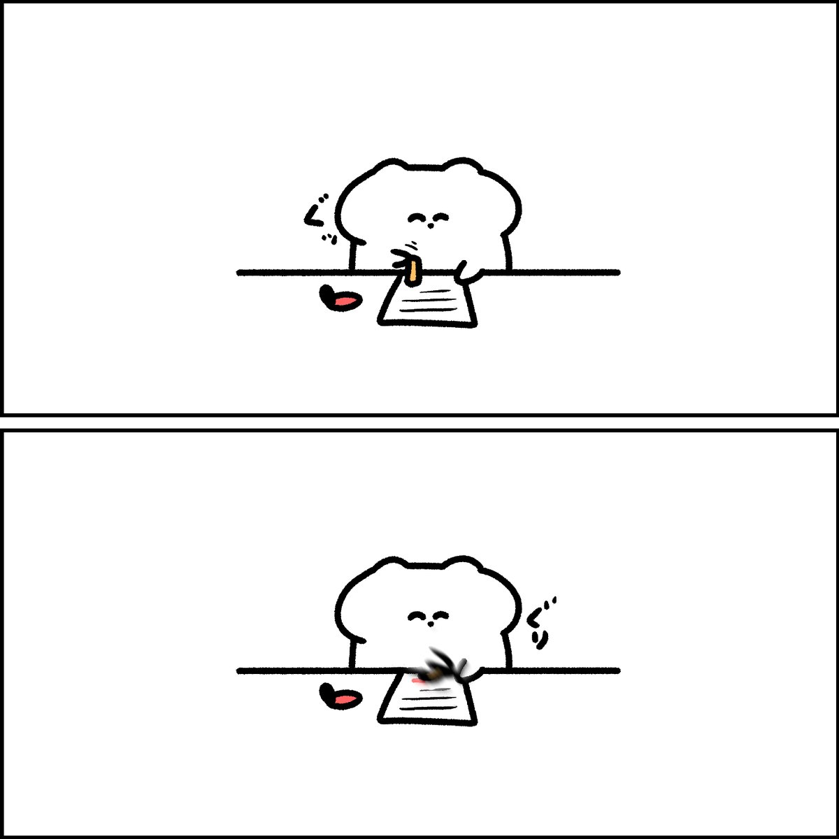 ハンコで力入れすぎて ぐりってなるウサギ 