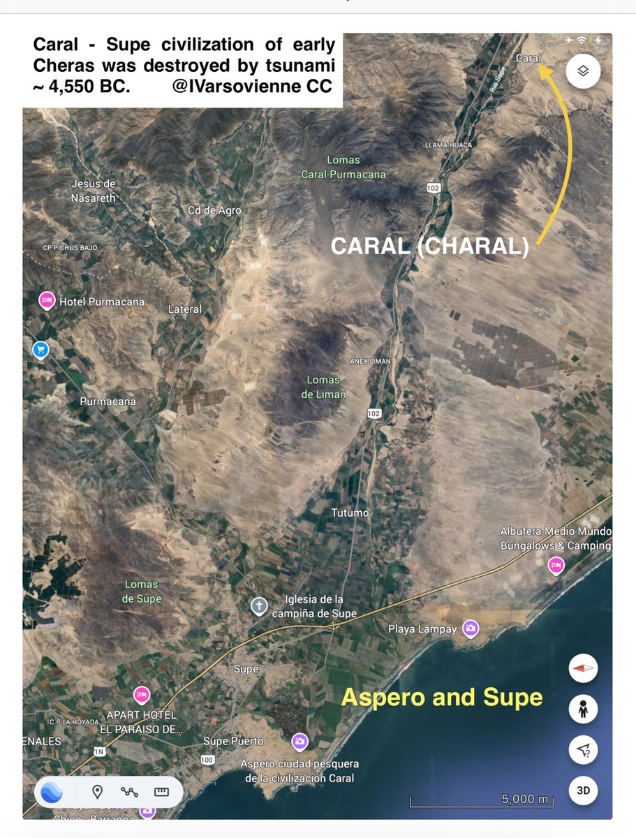 The 1st Sangam, according to our theory supported by many #geographic, #linguistic &amp; archeological discoveries, took place W of today's #Caral (Charal of the Cheras) around Aspero-Supe #archeological site destroyed by #tsunami ~ 4,550 BC. #Sangam #Tamil #Tamilagam #Peru #Aspero
