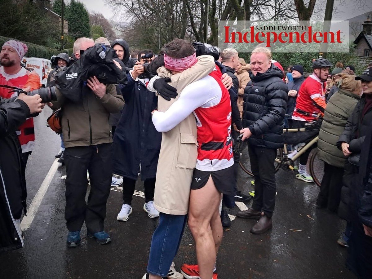 SaddIndependent's tweet photo. “It’s good to be home”

Kevin Sinfield has completed Day 7 of his Ultra marathon challenge in memory of his friend and rugby league legend Rob Burrow and the whole #MND community. 

He is greeted by his wife, Jayne, at the finish line

What a hero! ♥️ https://t.co/6GO8EPM6wV