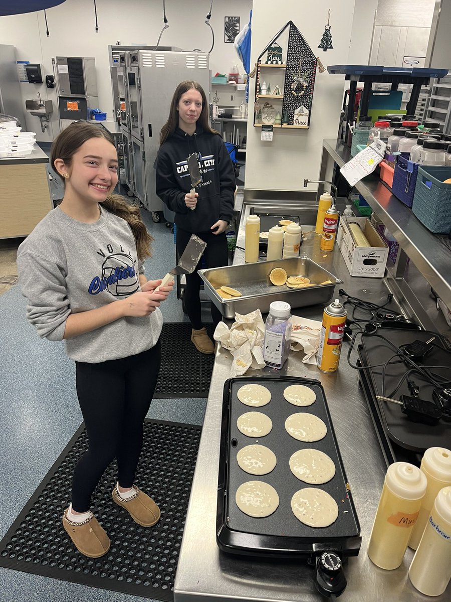 Pancakes and Sausage are ready! Come get all you can eat from 8-11:00 am at Cap City!! The girls are excited to see you!