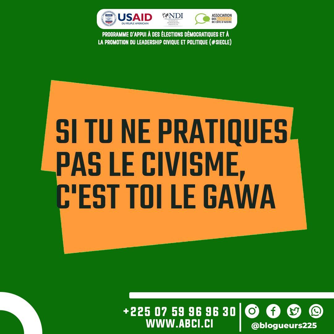 henri_michel_'s tweet photo. On parle de Civisme depuis là, est-ce que tu connais même ?
C'est facile : respecte les lois et adopte un comportement exemplaire pour le bien de la communauté et c'est propre !
@USEmbAbidjan @ndicotedivoire @USAID @blogueurs225
#RLECIV2024 #abci225 #blogueurs225 #SIECLE https://t.co/NCTbx4I3Ej