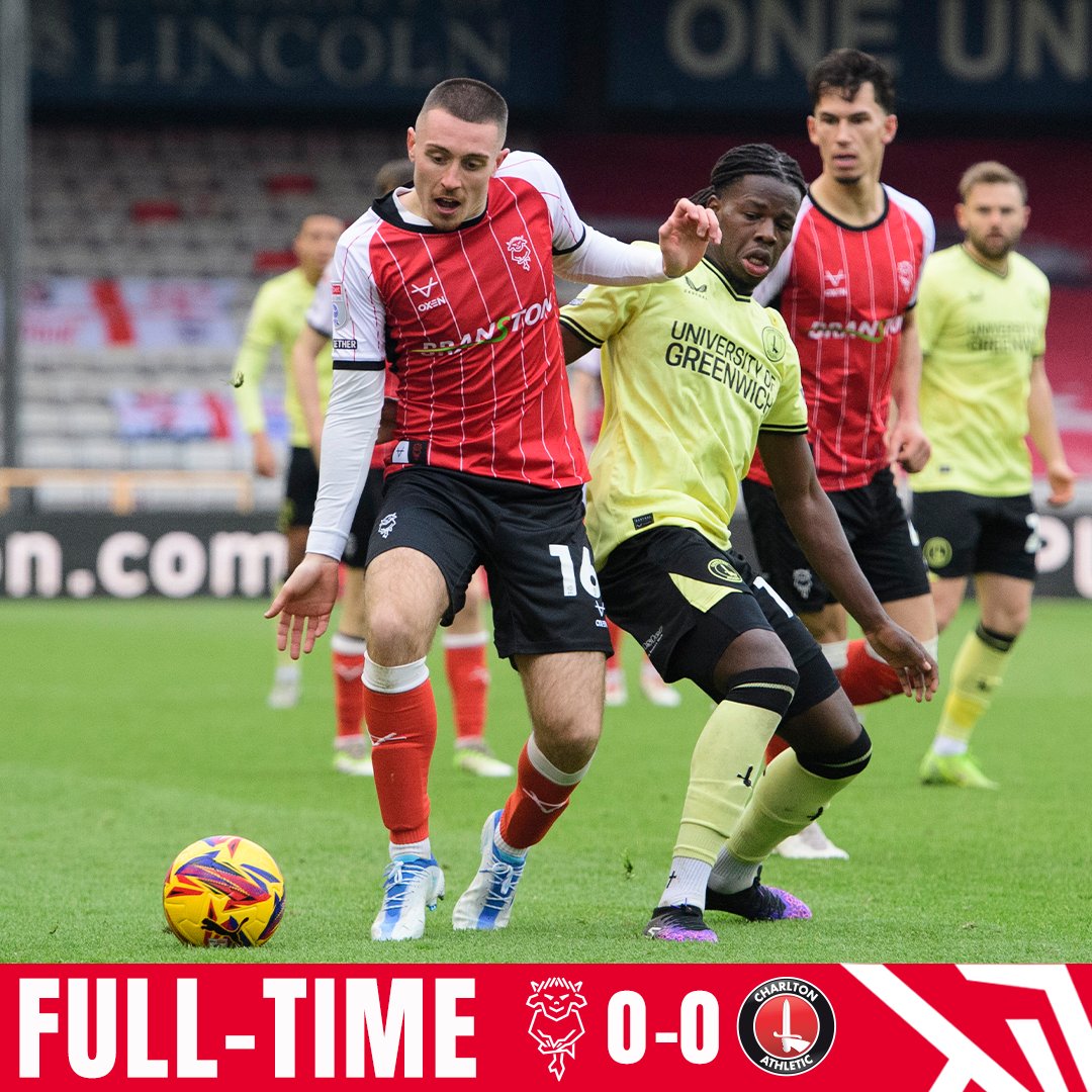 LincolnCity_FC's tweet photo. ⏹️ The sides share the points.
⌚️ FT | 🔴 0-0 🗡️ | #LINCHA https://t.co/M9osKN4erU