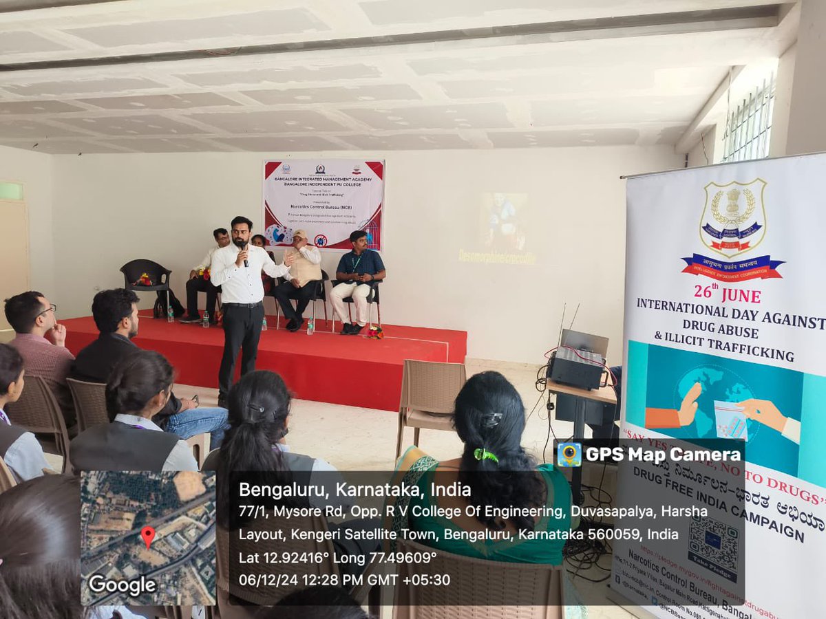 shaurya_trust's tweet photo. SSFT in Collaboration with NCB Bangalore conducted an awareness Programme on Say Yes to life No to drugs more than 130 Students of BIMA Institutions got benefited under the able guidance of Zonal Director, NCB Sh. SK Mishra @narcoticsbureau  @AryavarthThe @HMOIndia @DgpKarnataka https://t.co/MSHGzC7Ofn