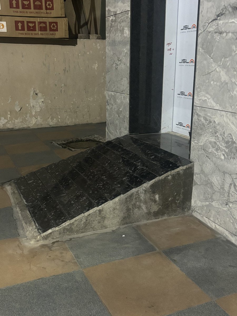 VinodbhaiMistry's tweet photo. The work to make accessible  of @TheOfficialSBI New Sama Rd, Vadodara in progress.
Request take trial of ramp as  gradients is too steep&amp;narrow.
Wheelchair user can’t use. 
don’t know lift size.
The court of commissioner, divyangjan had ordered br to make accessible. @MSJE_AIC https://t.co/4aE9raR23W
