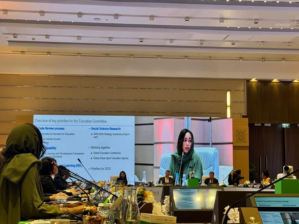 It has been a great pleasure and great honor reporting on the activities of the WADA Education Committee during the WADA Foundation board meeting in Riyadh Saudi Arabia 🇸🇦 .
🙏🏿honorable host the ministry of youth and sports Prince Abdul Aziz bin Turki Al-Faisal &amp; his teams.