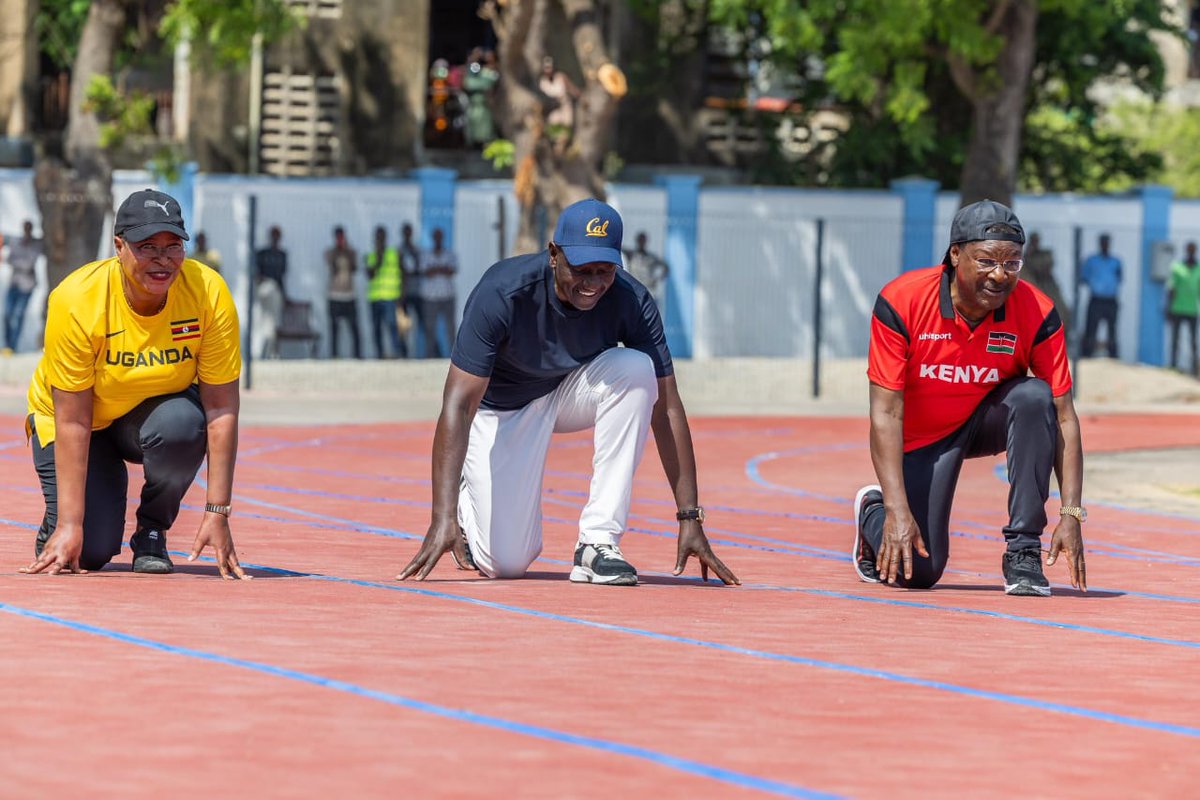 AnitahAmong's tweet photo. As part of the opening activities of the Inter-Parliamentary Games, I participated in the 100-meter curtain-raiser race alongside Kenya's President, H.E. Dr. @WilliamsRuto, Kenya's Speaker, @HonWetangula, Governor @A_S_Nassir, and other regional leaders. I deliberately allowed the President and Governor to win as our hosts so that the exciting atmosphere around the games is maintained!