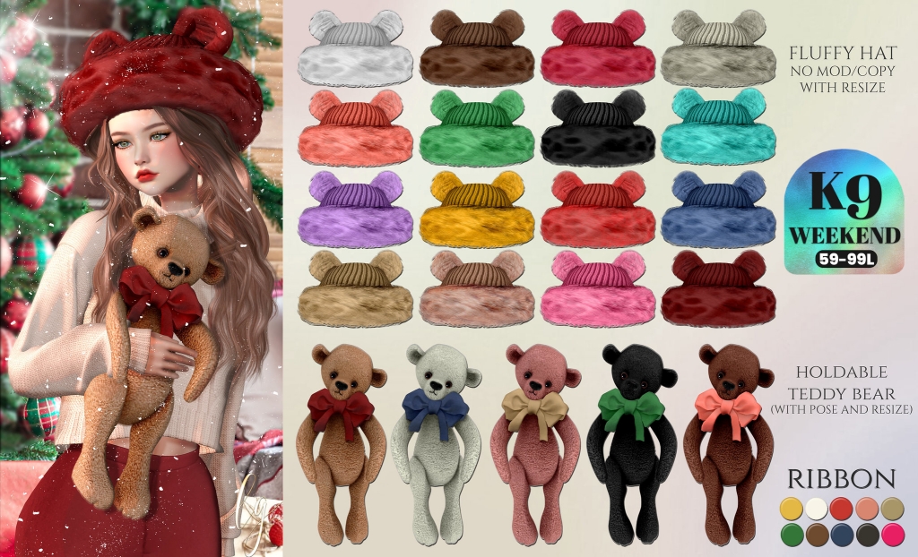 KawaiiFeedSL's tweet photo. LaGyo: Fluffy Hat &amp; Holdable Teddy Bear〡K9 Weekend Sale @ Mainstore〡Taxi: https://t.co/exujhV24kI
#secondlife #metaverse #lagyo #k9weekendsale #mainstore #kawaiifeed https://t.co/qbqqImSi6a