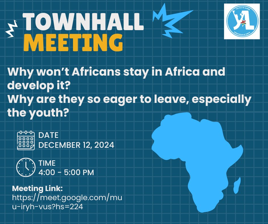 💡 TOWNHALL MEETING:  Why won’t Africans stay in Africa and develop it? Why are they so eager to leave, especially the youth?

Africa has the fastest growing, youngest population of any continent. By 2050, one in four people on the planet will be African.

So what's the future ?