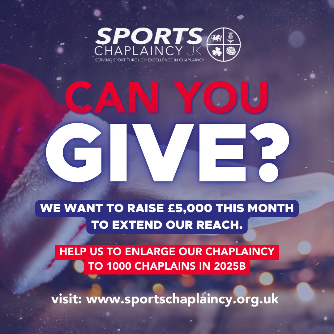 This Christmas, can you help us reach more lives? In 2025 we want to have 1,000 chaplains across the world of sport, providing a solution to the mental health crisis and offering a place where people can safely find hope and love? Please donate on our website!