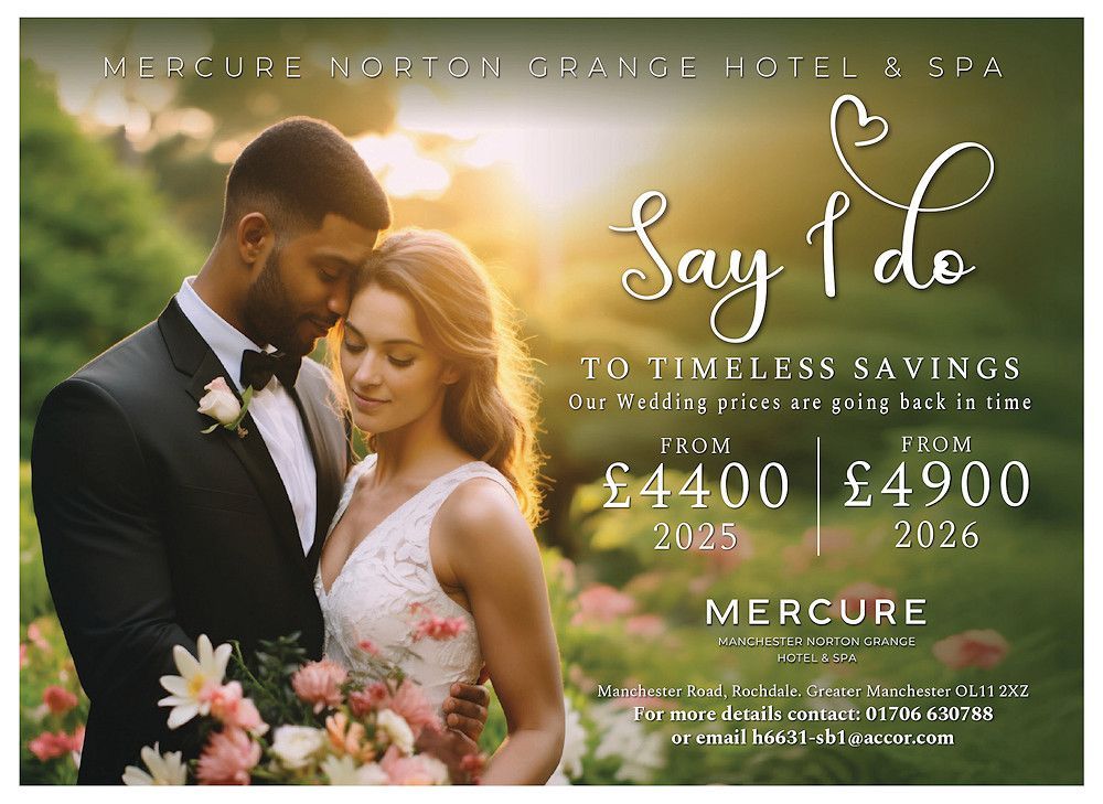 Rochdale’s favourite wedding venue is offering timeless savings for 2025 and 2026. Say I do to the wedding you’ve been dreaming of at the Mercure Norton Grange Hotel &amp; Spa.
nortongrangehotel.com