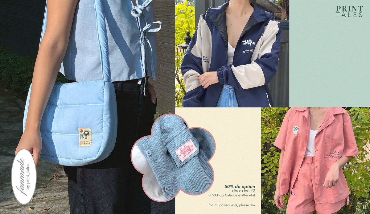 print_tales's tweet photo. ( seventeen collection )  .ᐟ

〰️ windbreaker, linen coordinates, corduroy jacket &amp; more
〰️ spill the feels, seventeenth heaven, and fml

🖇️ pre-order: https://t.co/cFahPmhhvh

🗒️ doo: dec 22
🗃️ 50% dp opt

rts appreciated 🩵 
— dm for intl / gos 

svt fanmade ph carat #세븐틴 https://t.co/BzTTEeIsSL