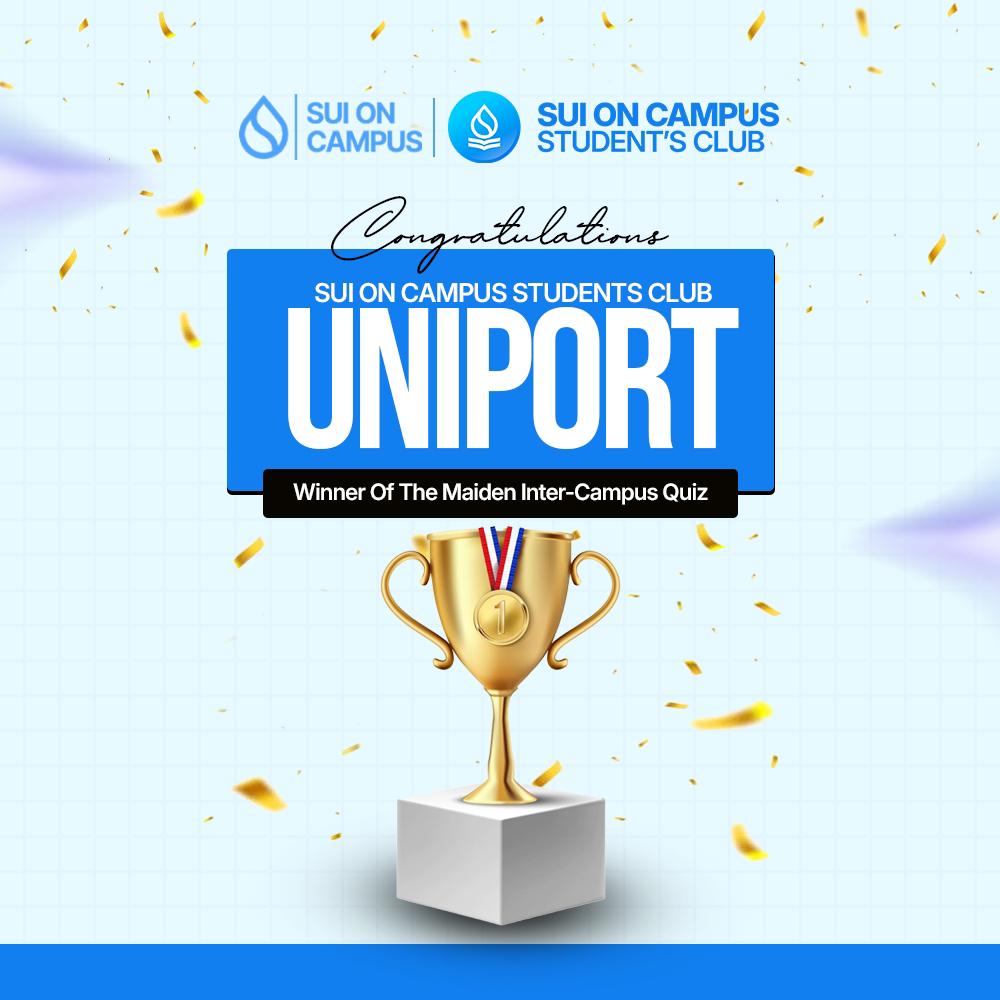 socscuniport's tweet photo. Big wins to us π the Sui on Campus Student Club University of PortHarcourt as we conquered and became winners at the maiden edition of the Inter Campus Quiz Competition.
Here's to our first win π§π β¨ and many more to come
#sui #suioncampus #SOCSCUniport #Suinaija https://t.co/m0drgcUgg7