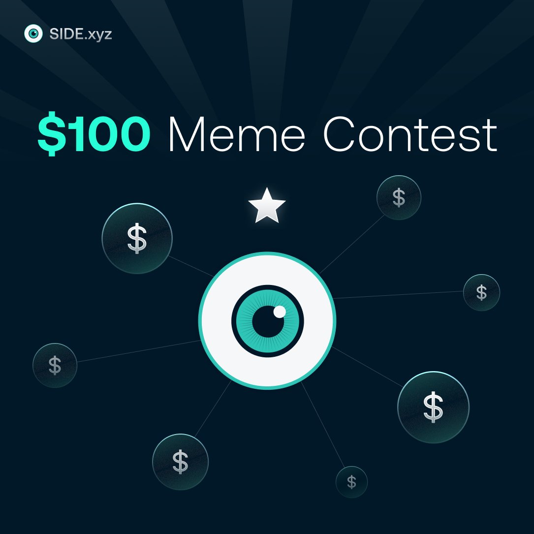 sidexyz's tweet photo. 🚨 Weekly Meme Contest - Win $100

👉 Create a meme about Side (AI Agent related)
👉 Post your meme in the comments
👉 Retweet this post

(Only high quality memes will be considered)

Winner will be announced in 72-Hrs and will receive $100 in SIDE https://t.co/Y8w2qKEhrC