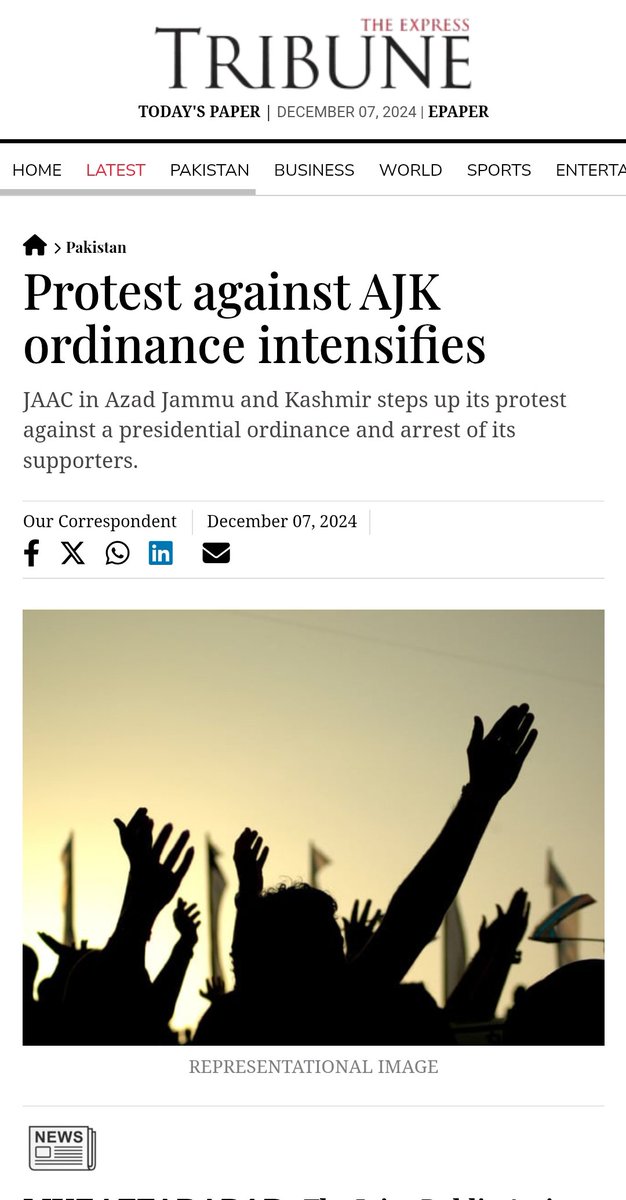 basitrauf's tweet photo. Protest against AJK ordinance intensifies
JAAC in Azad Jammu and Kashmir steps up its protest against a presidential ordinance and arrest of its supporters. https://t.co/gXmcpIX07k
