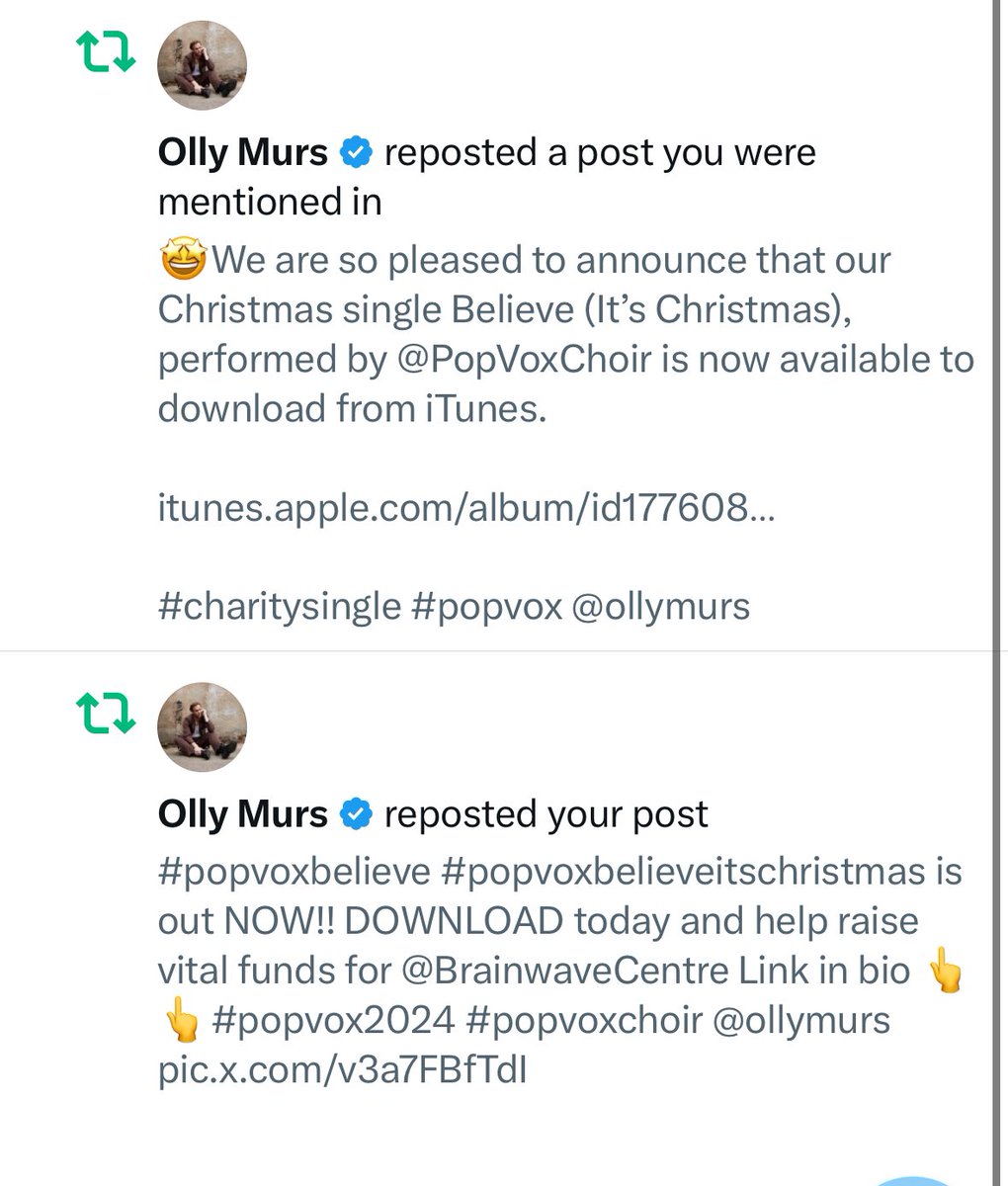 Thank you for your support <a href="/ollymurs/">Olly Murs</a> 🙌✨ #popvoxbelieve #popvoxbelieveitschristmas <a href="/BrainwaveCentre/">Brainwave</a> #popvoxchoir #popvox2024