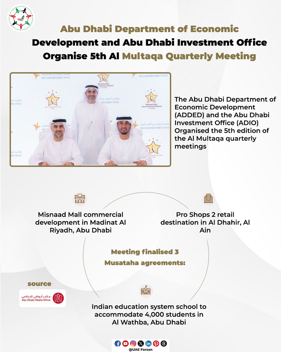 UAE_Forsan's tweet photo. Abu Dhabi Department of Economic Development and Abu Dhabi Investment Office Organise 5th Al Multaqa Quarterly Meeting
#UAE #AbuDhabi #AlMultaqa
@AbuDhabiDED
@InvestAbuDhabi
@ADMediaOffice https://t.co/1IpQaYvMLe